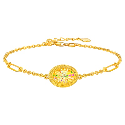 金至尊糖心闪醉金黄金手链爆闪炫彩幻彩金硬足金时尚手链新年礼物