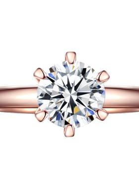 莫桑石单钻T家六爪戒指