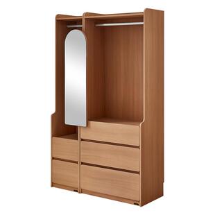 全友家居原木风衣柜家用卧室2025新款小户型省空间收纳衣橱衣帽柜