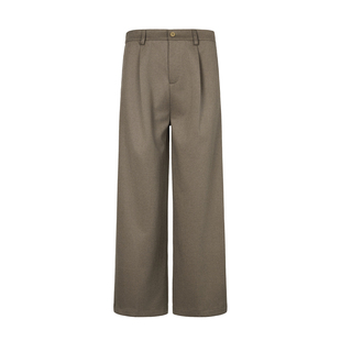 ISTURE美式复古简约加厚毛呢休闲西裤男女宽松垂感阔腿百搭长裤子