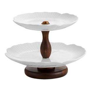 花边陶瓷水果盘客厅茶几招待桌面收纳点心糖果零食架子摆放托盘