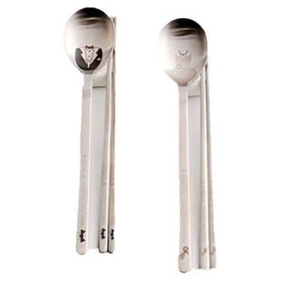 韩国原装进口结婚礼服不锈钢勺子筷子套装奢华情侣新婚夫妇餐具