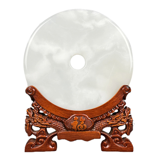 玉石平安扣摆件家居客厅酒柜玄关和氏璧乔迁摆饰装饰雕刻玉壁摆设