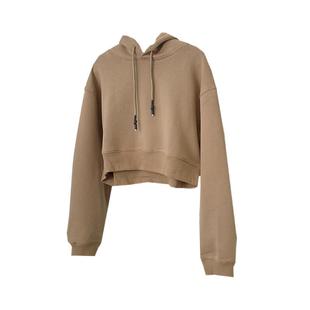 2025女装冬季新款休闲上衣宽松显瘦长袖内搭加绒连帽短款卫衣女