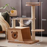 Large solid wood cat climbing frame, cat bed, cat tree integrated cat frame, cat scratch post, enlarged space cabin, cat supplies, cat toys thumbnail 6