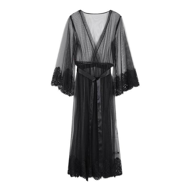 蕾丝网纱薄款家居服安莉芳睡袍