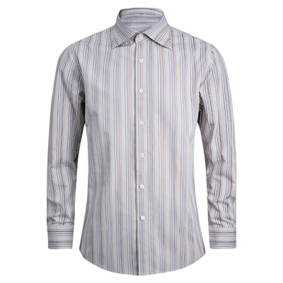 平圆方中温莎领条纹衬衫男款