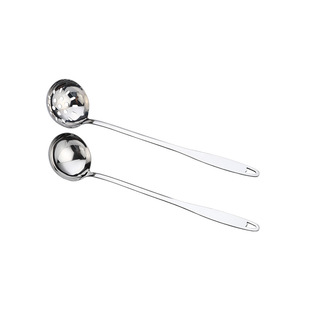 304不锈钢汤勺漏勺 加厚加大长柄大号食品级火锅勺滤油汤羹防烫