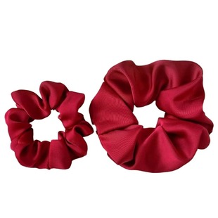 红色发圈大肠大号缎面头绳酒红色配饰新年扎头发头花女发绳高弹力