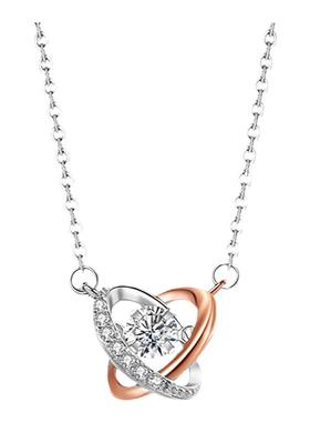 S925银项链镂空锆石吊坠锁骨链