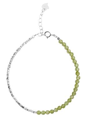 S925纯银碎银子天然橄榄石手链