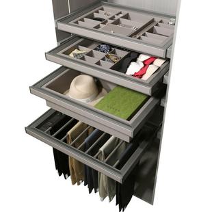 衣柜拉篮柜内抽拉裤架伸缩滑轨家用衣帽间内置五金配件皮革首饰盒