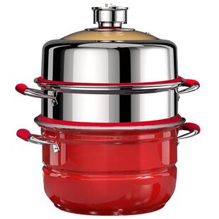 辣小娘蒸锅定时多功能煮家用不锈钢多层三层蒸笼蒸鱼电磁炉燃气灶