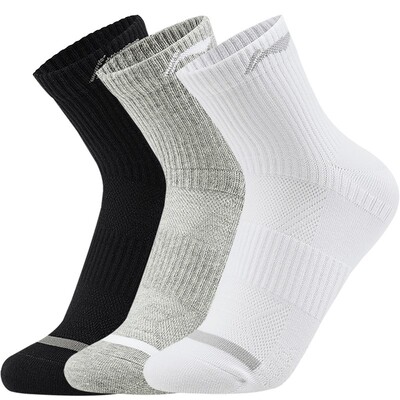 李宁中筒男女同款中袜三双装长袜