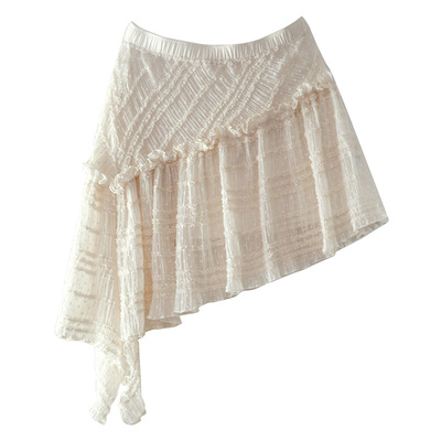 洛边芭蕾少女毛边重工拼接半身裙