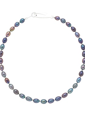 孔雀蓝复古巴洛克淡水珍珠项链