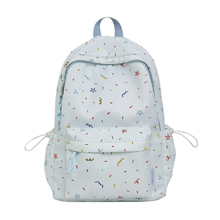 书包ins小众风蓝色初中女生高颜值女大容量高中生韩系背包双肩包