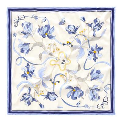 XINUO法式双面丝巾玉兰花大方巾