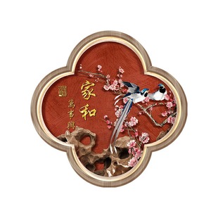 家和万事兴玄关装饰画新中式喜上枝头走廊挂画梅花形茶室带灯壁画