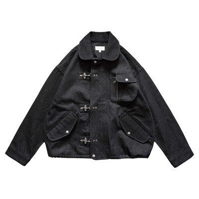 NOFAITH重磅纯棉飞机扣甲板服外套男宽松休闲消防员夹克上衣25FW