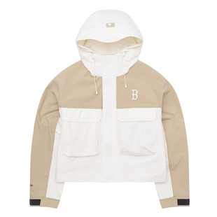 26新款MLB冲锋衣外套女子NY撞色短款工装休闲运动夹克3FWJB0261