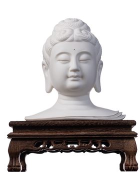 陶瓷中式禅意佛头像装饰摆件