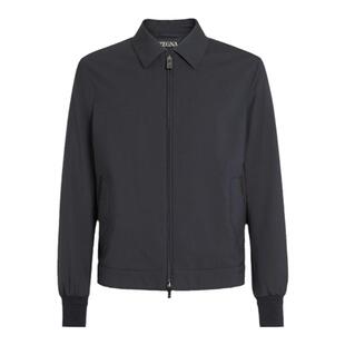 ZEGNA杰尼亚男装海军蓝Trofeo™羊毛填充拉链短夹克外套