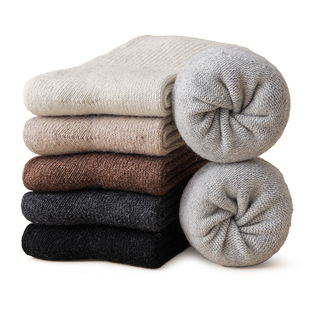 真羊毛袜子女秋冬加厚加绒保暖中筒袜冬天堆堆长袜产后睡眠月子袜