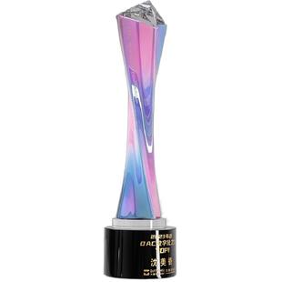 高档金银铜金属扭柱奖杯定制创意五角星冠军颁奖优秀企业纪念奖品