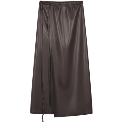 【精工系列】LESS春秋不对称下摆半身裙女直筒PU皮裙2O7D10600