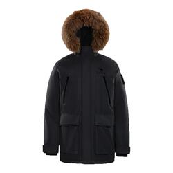 骆驼男装羽绒服黑色防水短款鸭绒冬季保暖面包服户外派克工装毛领