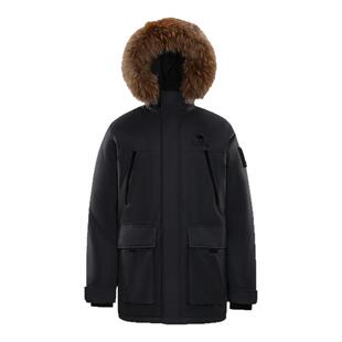 骆驼男装羽绒服黑色防水短款鸭绒冬季保暖面包服户外派克工装毛领