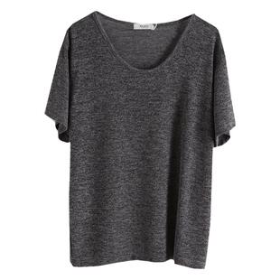 敲有气质！简约透气凉快杂色坠感垂感弹力显瘦短袖T恤针织衫女夏