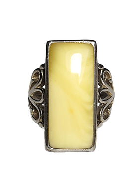 天然俄罗斯原石时尚琥珀蜜蜡戒指