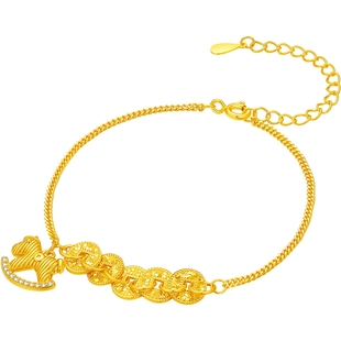 六桂福珠宝足银项链马上有钱吊坠女多巴胺彩色挂坠新年情人节礼物