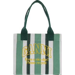 GANNI女包 条纹logo款帆布包托特包 A5809807
