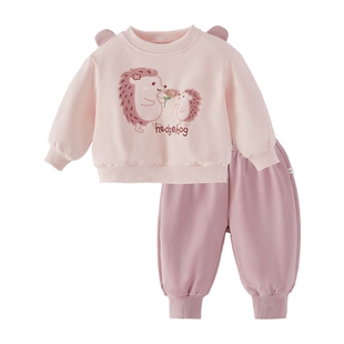 [7A抗菌]婴童卫衣套装女童春装新款卡通两件套宝宝可爱男小童衣服