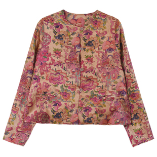 GESGOO重磅真丝红云纱25姆米短款外套女秋季25新品新中式上衣显瘦