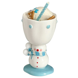 可爱围巾小雪人高脚杯釉下彩手绘生日礼物冰淇淋陶瓷马克杯伴手礼