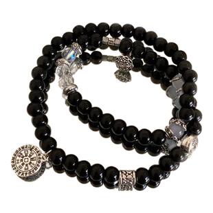 新中式好运招财国风手串双层叠戴串珠手链轻奢小众百搭时尚手饰品