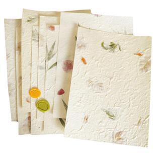 进口东巴手工花草纸手账特种纸素材包轻复古junkjournal厚背景纸