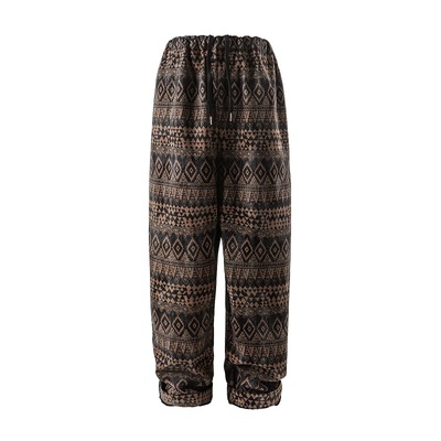 Medaigual 重水洗做旧民族风印花宽松胯裆小脚哈伦裤男街头牛仔裤