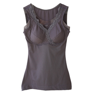 王小芋保暖加绒纯棉牛奶丝磨毛一体免文胸塑身聚拢小背心B008