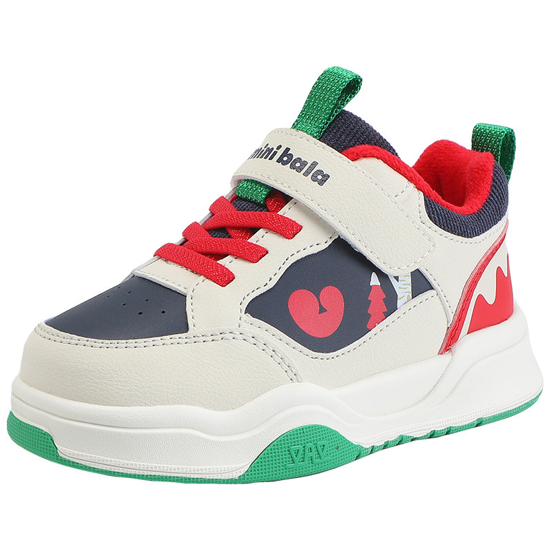 迷你巴拉冬季加绒保暖新款男童板鞋儿童鞋女童中帮休闲板鞋中大童