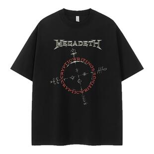 Megadeth麦格帝斯乐队复古美式街头vtg落肩宽松纯棉摇滚短袖T恤衫