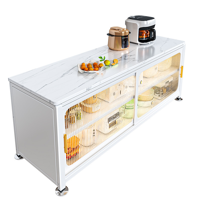 厨房置物架新款落地多层岩板餐边收纳柜多功能工作台储物杂物橱柜