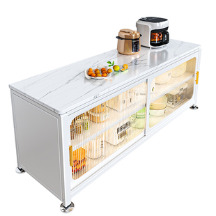 厨房置物架新款落地多层岩板餐边收纳柜多功能工作台储物杂物橱柜