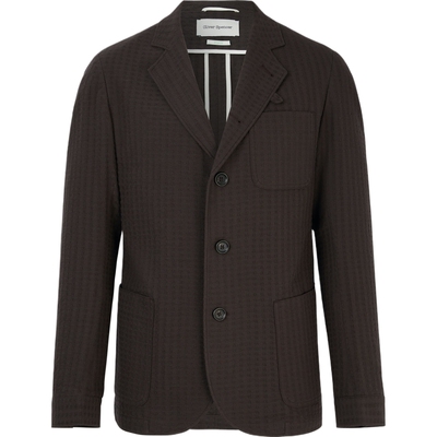 【季末折扣】Oliver Spencer秋冬男士纹理棉质混纺西装外套