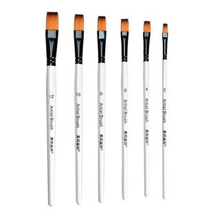 丙烯水粉水彩尼龙画笔鸭舌型油画笔美术生专用勾线描边手绘画画长杆色彩笔排笔初学者画材圆形用笔扁圆峰套装