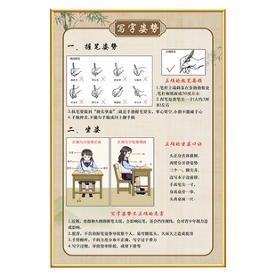 硬笔书法教室墙面装饰挂图控笔练字培训机构文化墙布置海报画壁纸